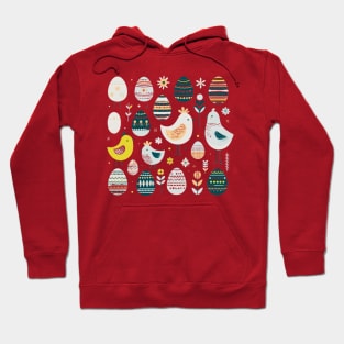 Nordic style Easter Chick and Eggs Design Hoodie